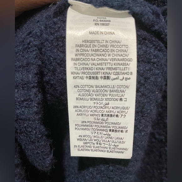 Boden Engineered Rib Knit Vneck Button Cardigan Cotton Wool Blend Navy Size M - Picture 6 of 6